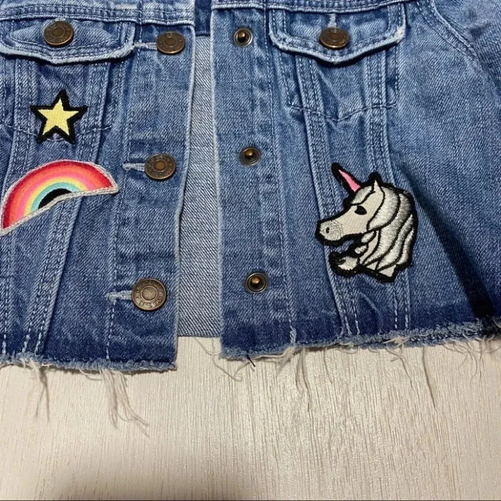 Baby Gap‎ Patch Jean Jacket Rainbow Unicorn 18-24